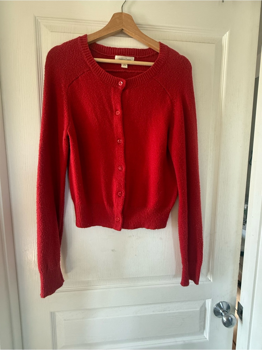 Treasure & Bond Red Button-Front Women's Cardigan